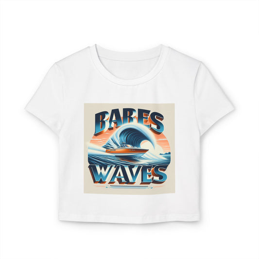 Babes on Waves Women's Baby Tee - Stylish Cropped Top for Beach Lovers
