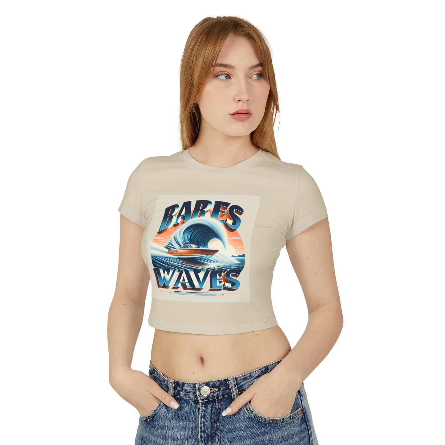 Babes on Waves Women's Baby Tee - Stylish Cropped Top for Beach Lovers